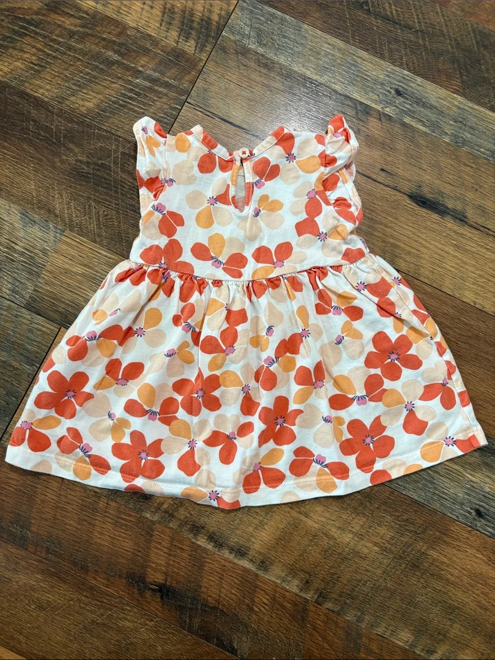 Carter's White Dress with Orange and Peach Floral Print
